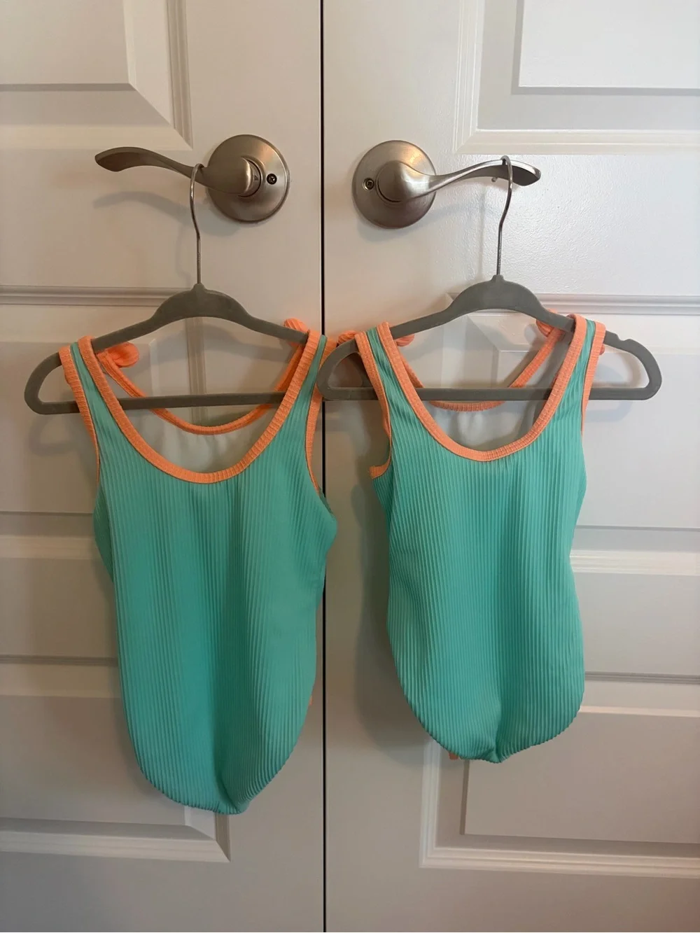 Target Kids Swim One-Piece in Aqua with Peach Trim
